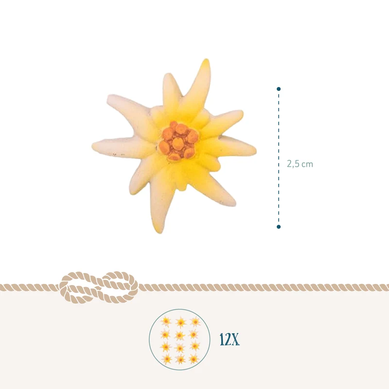 Edelweiss Streudeko 12er Set 2,5 cm aus Polyresin – Alpenblume