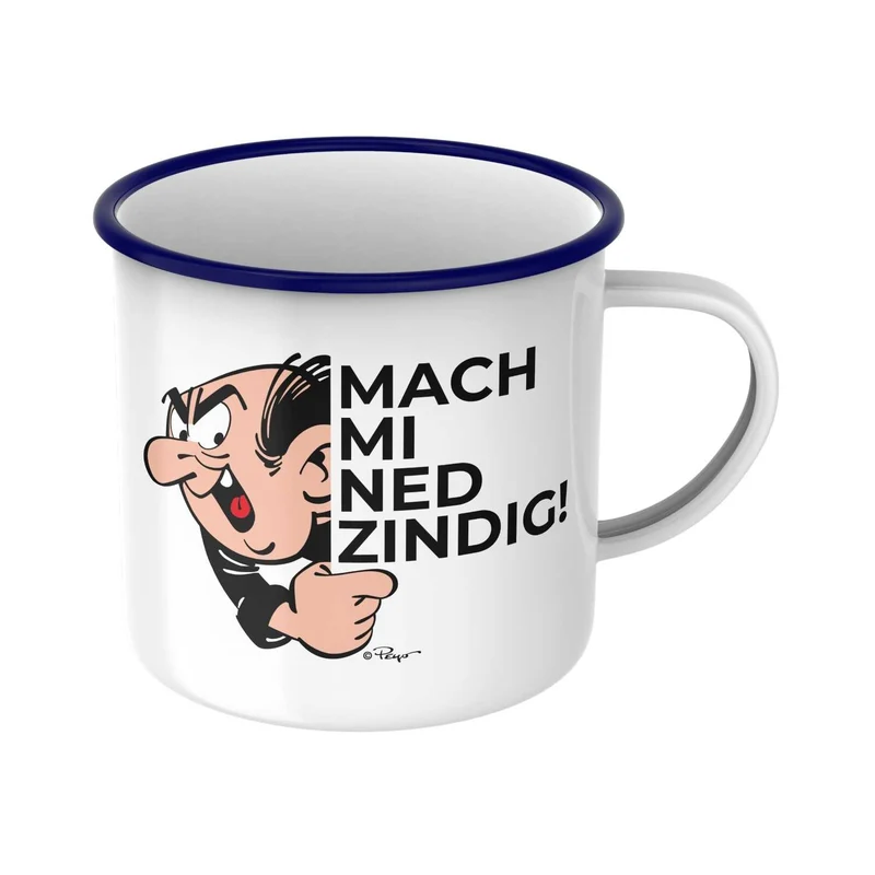 ®Die Schlümpfe Emailletasse "Mach mi ned zindig"