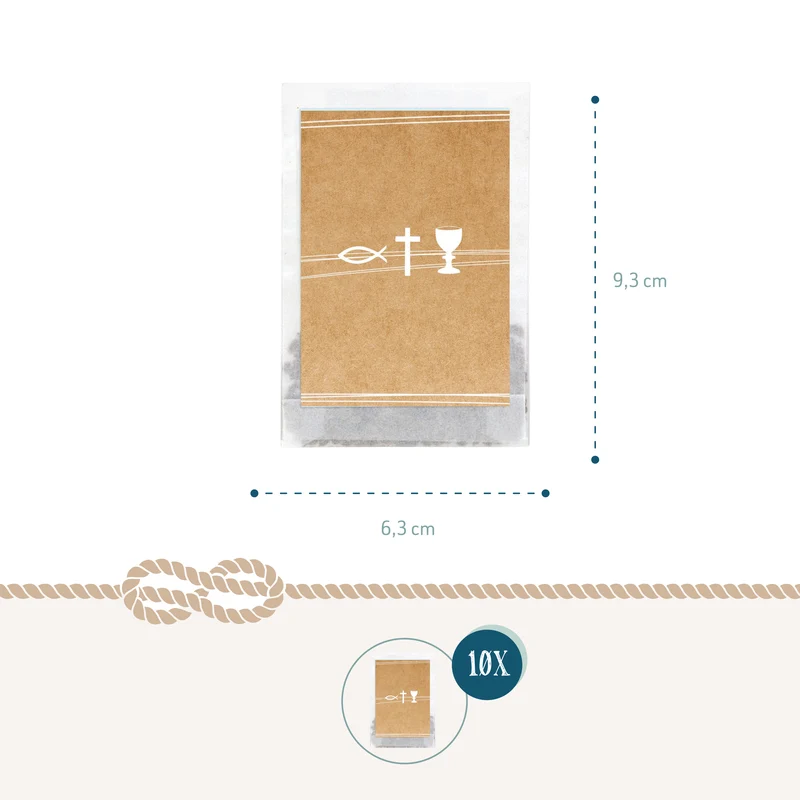 Samentütchen Kraftpapier Erstkommunion 10er Set Fisch Kreuz Kelch