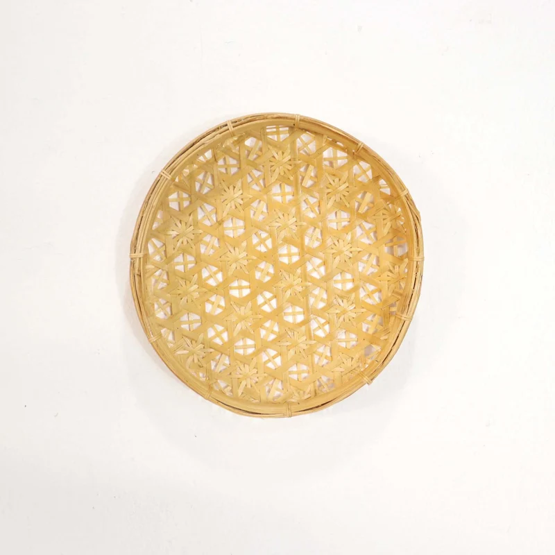 Bamboo Hanging Basket Wall Decor — Boho Handwoven Wicker Wall Art, 7 in