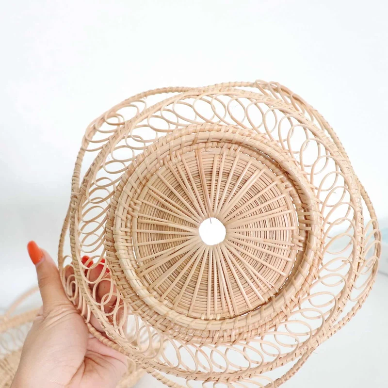 Natural Rattan Open-Curl Storage Basket — Boho Handwoven Wicker Home Decor Organizer, Set of 2