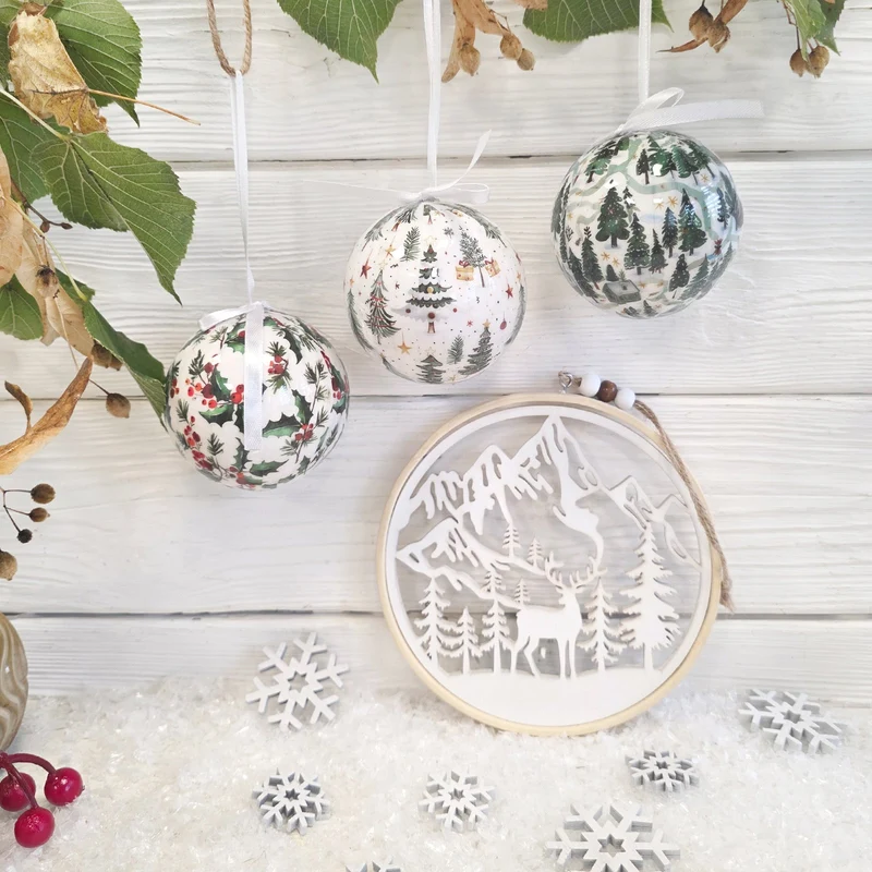 Weihnachtskugeln 3er Set 7 cm aus Polyfoam mit Weihnachtsmotiven – Christbaumschmuck leicht & bruchsicher – Logbuch-Verlag