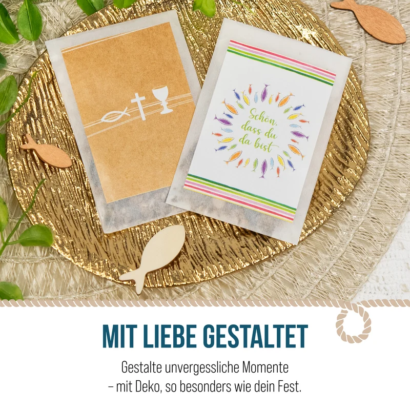 Samentütchen Schön dass du da bist Fischekreis 10er Set bunt