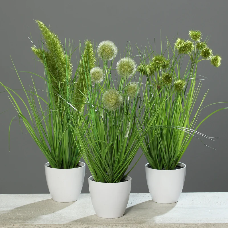 Textil Grassortiment, Kopf: Wedel / Kugel / Büschel (Höhe: 38 cm)