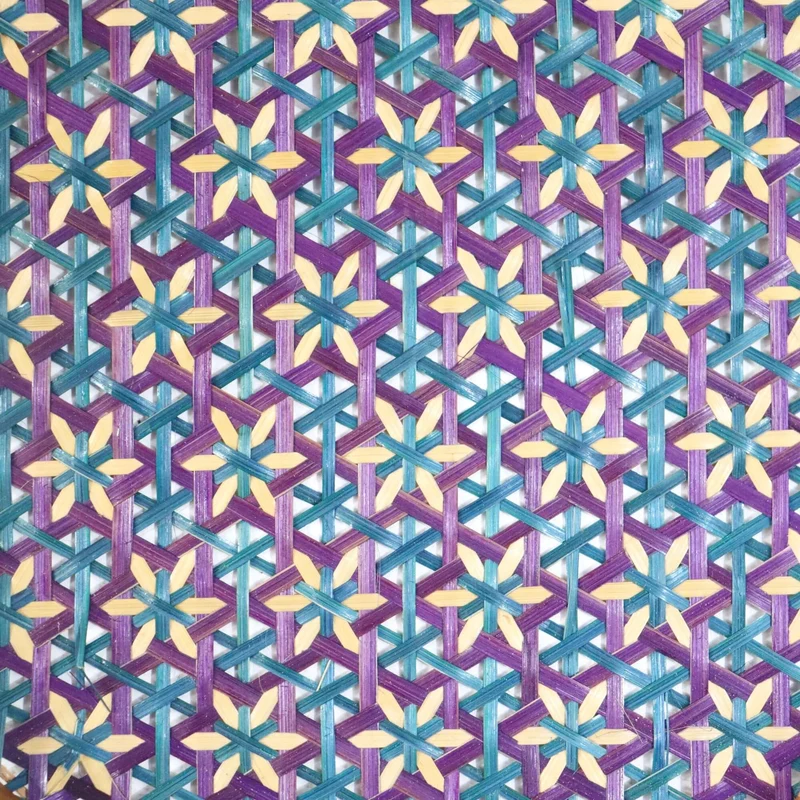 Purple & Teal Bamboo Basket Wall Decor — Boho Handwoven Floral Star Wicker Wall Art, 10 in
