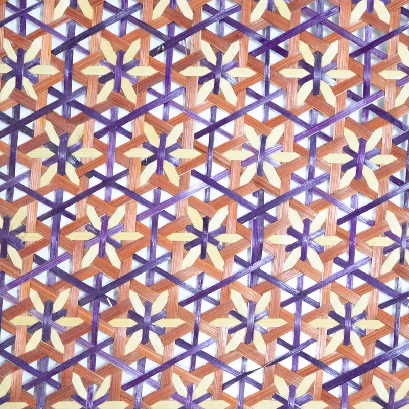 Orange & Purple Bamboo Basket Wall Decor — Boho Handwoven Starburst Wicker Wall Art, 10 in
