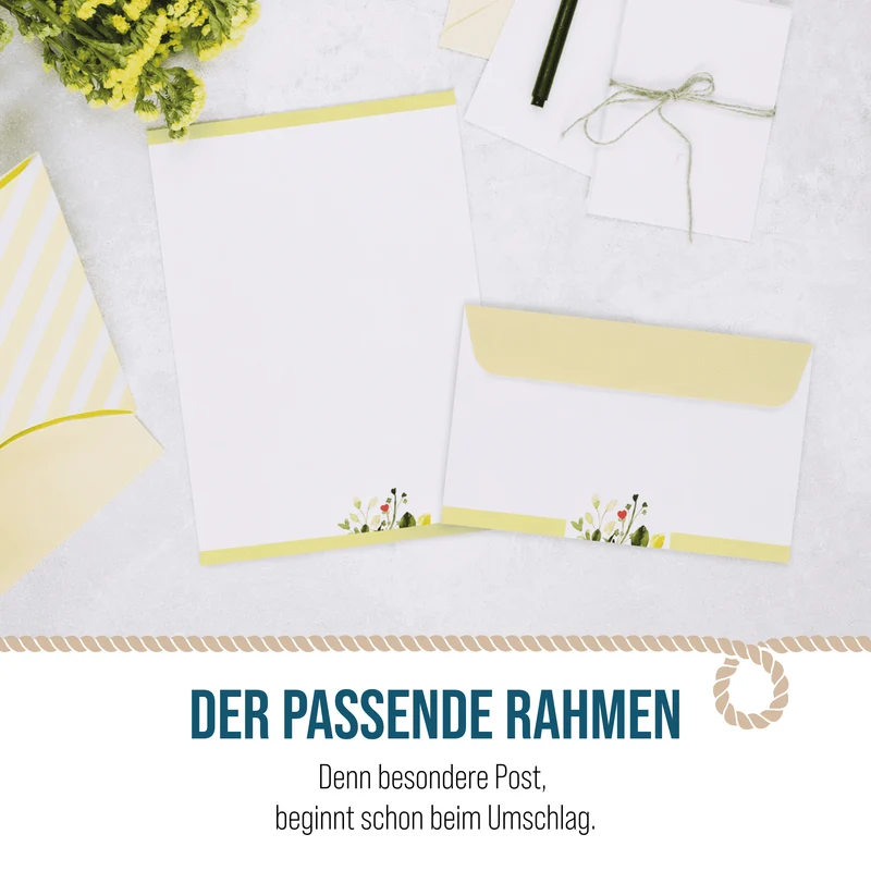 Briefumschläge DIN lang mit Blumenmotiv – 25er-Set