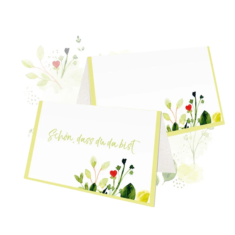Tischkarten floral 25 Stück „Schön, dass du da bist“, 8,5 × 5,5 cm