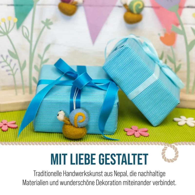 Schnecken Anhänger aus Filz im 3er Set – bunt fürs Kinderzimmer