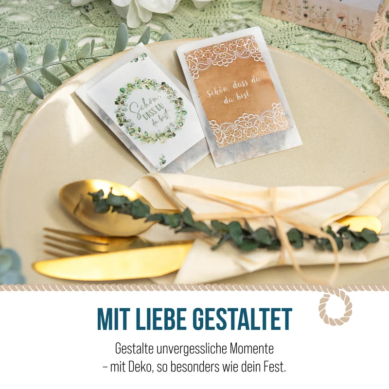 Samentütchen Vintage Spitze Schön dass du da bist 10er Set Hochzeit