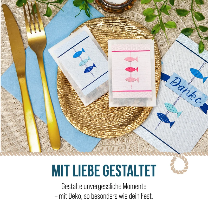 Samentütchen Drei Fische Rosa 10er Set für Taufe und Kommunion