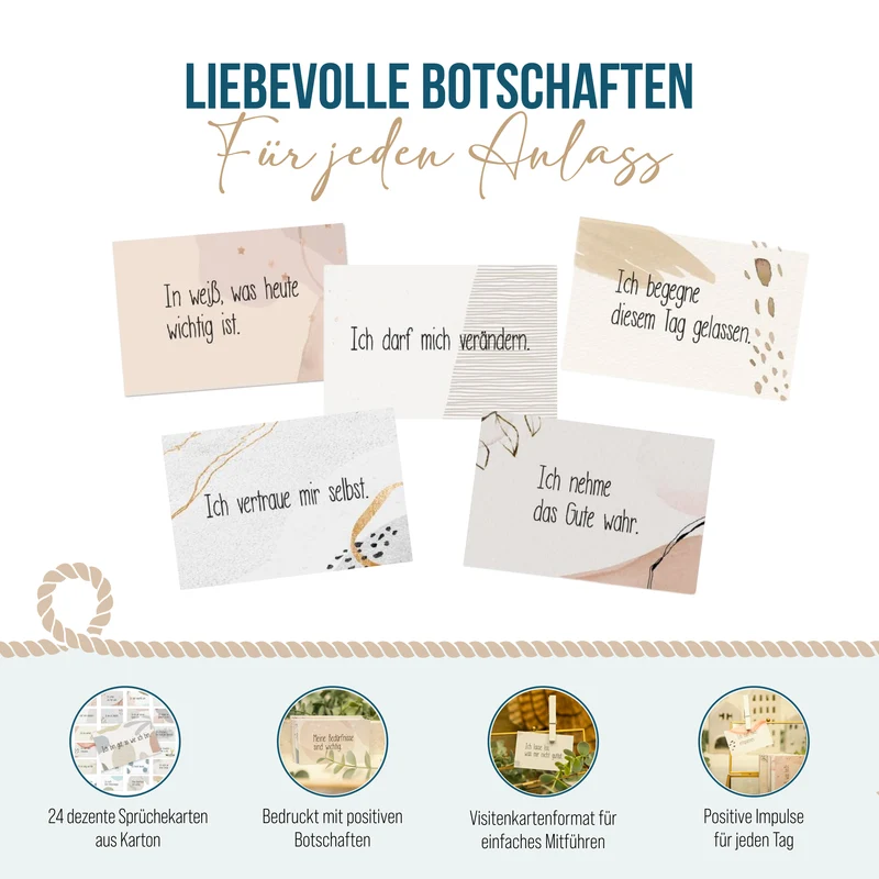 24 Affirmationskarten für Erwachsene – Achtsamkeit im Boho-Design