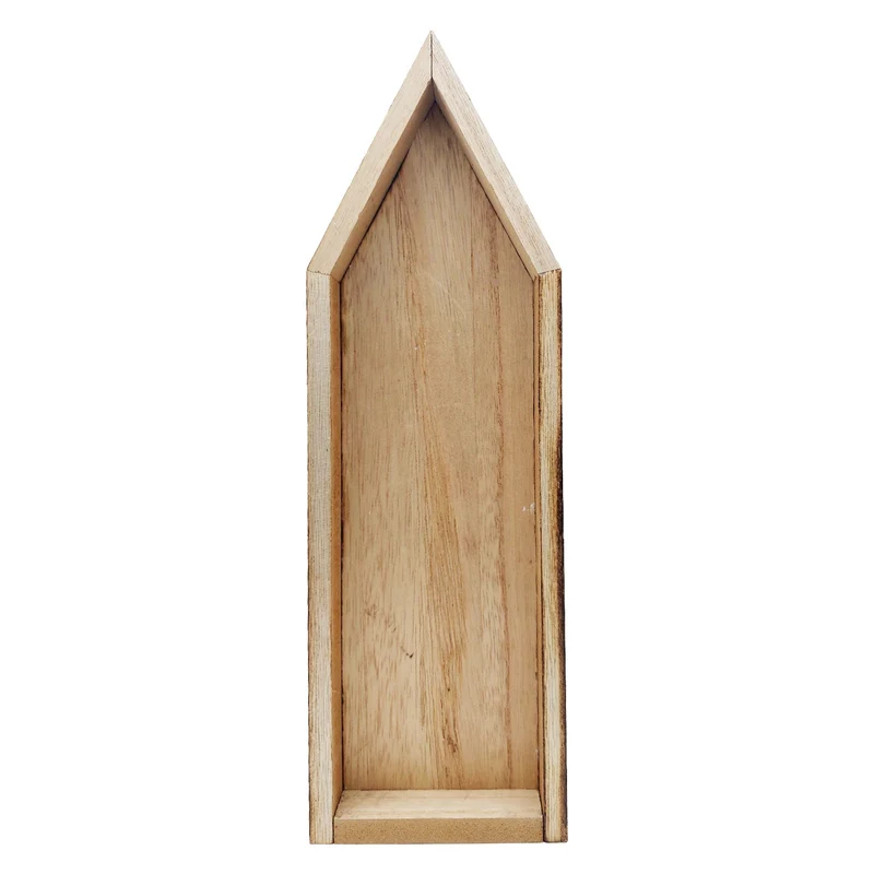 Logbuch-Verlag 2er Set Holzhäuser Natur-weiß 28,5 cm – Weihnachtsdeko aus Holz im Landhaus-Stil – Winterliche Deko zum Hinstellen