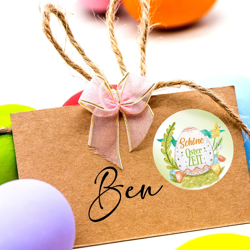 Oster Aufkleber Set rund 4 cm - 24 Stück Sticker Frohe Ostern Schöne Ostern Geschenkaufkleber für Osternest Geschenke Basteln Frühling - Logbuch-Verlag