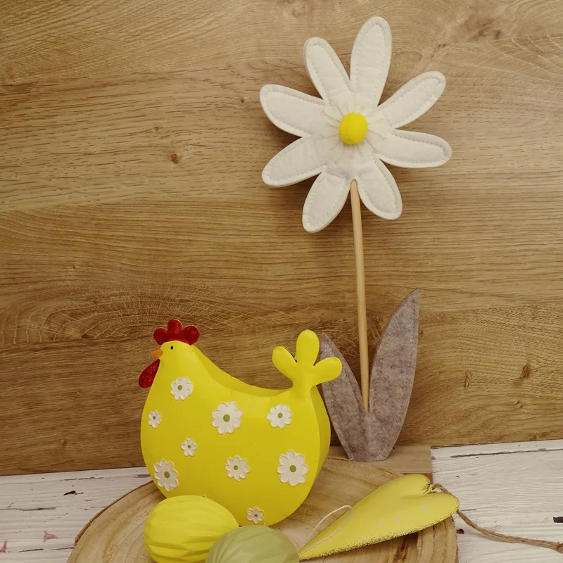Logbuch-Verlag Deko Blume weiß aus Filz 36 cm – Frühlingsdeko zum Hinstellen – Filzblume mit Holzfuß – natürliche Tischdeko – 1 Stück