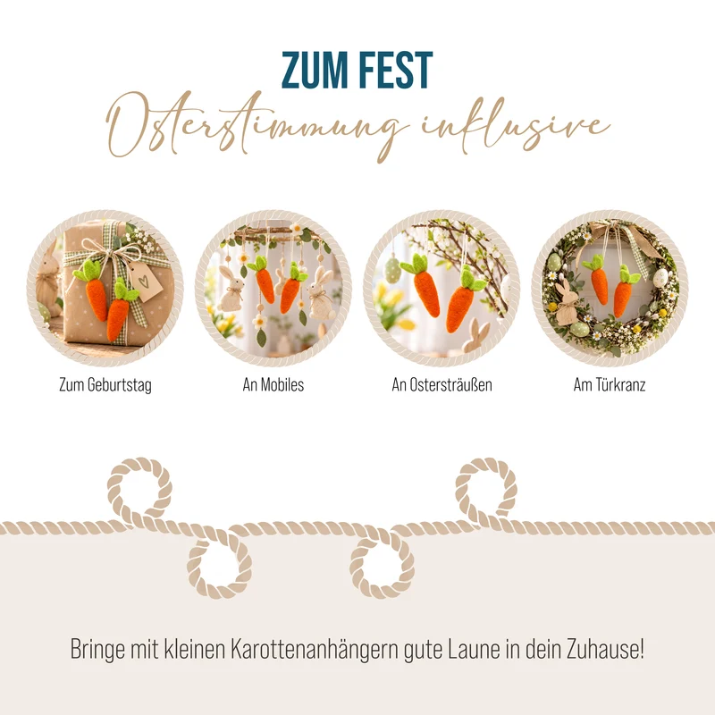 Karotten Anhänger aus Filz im 2er Set – Osterdeko in Orange Grün