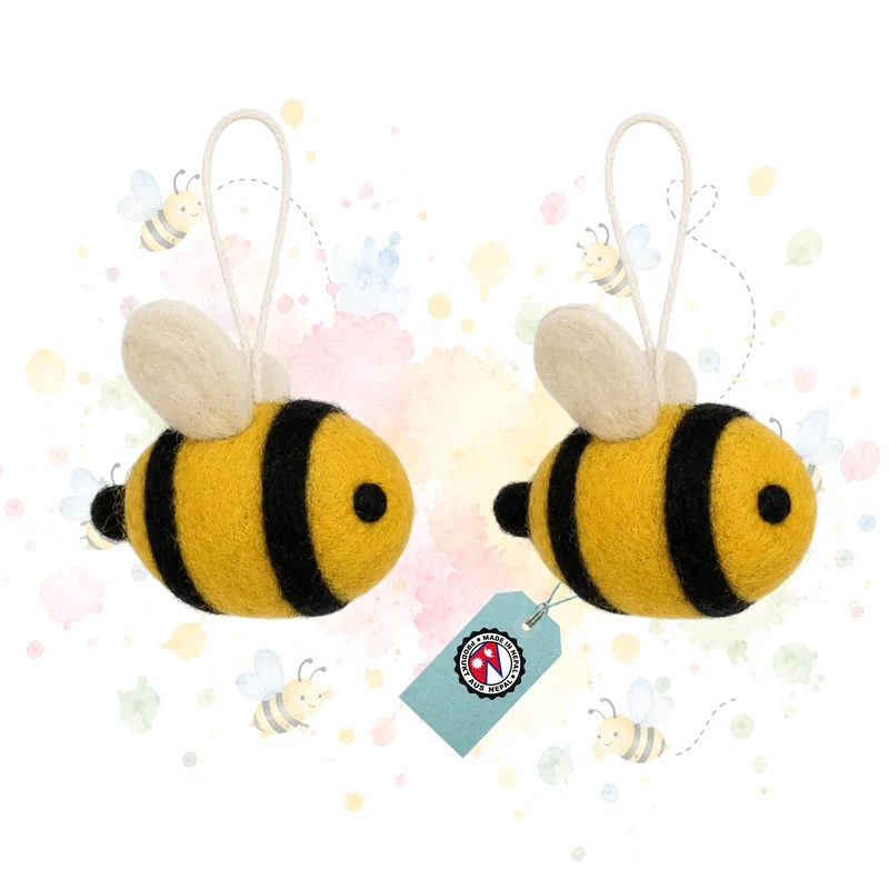 Bienen Anhänger aus Filz im 2er Set – Sommerdeko gelb schwarz