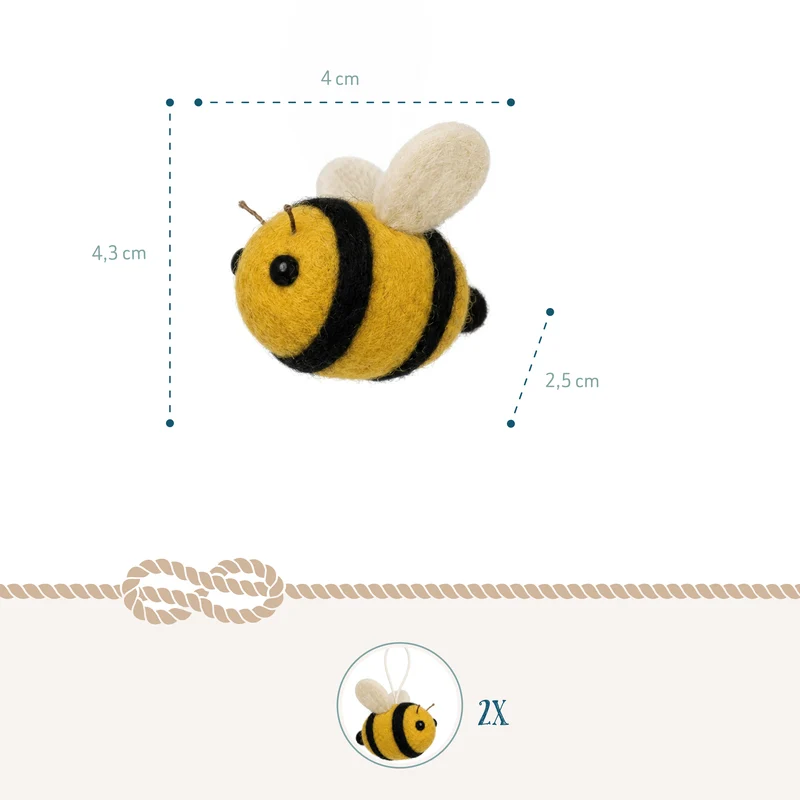 Bienen Anhänger aus Filz im 2er Set – Sommerdeko gelb schwarz