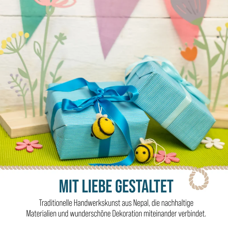 Bienen Anhänger aus Filz im 2er Set – Sommerdeko gelb schwarz