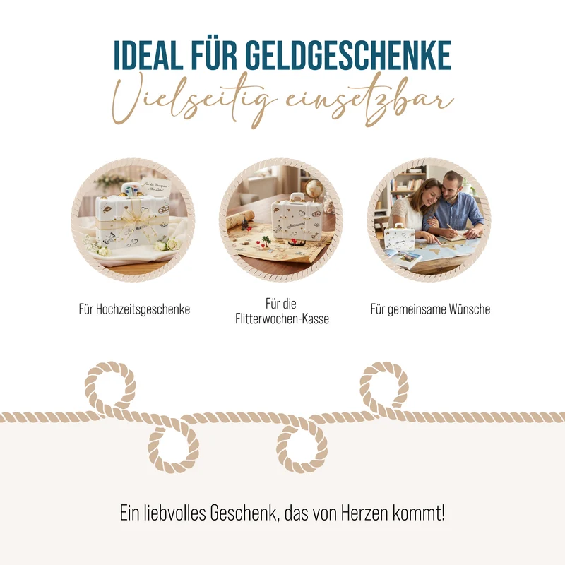 Spardose Koffer Just Married – Hochzeits-Spardose aus Keramik