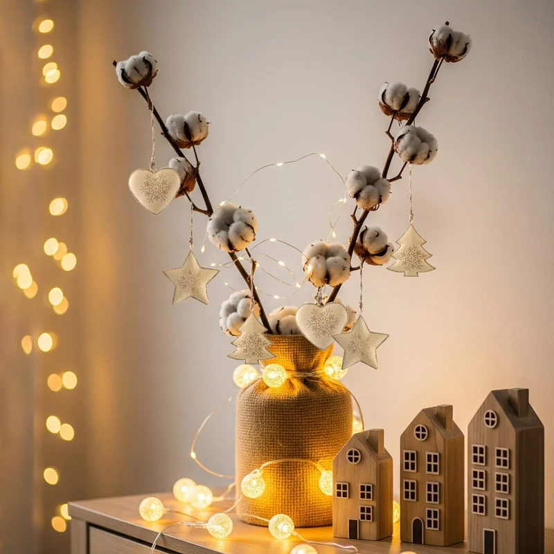 3er Set Metall Anhänger Stern Herz Baum Creme Gold 8-9 cm Weihnachtsdekoration zum Aufhängen
