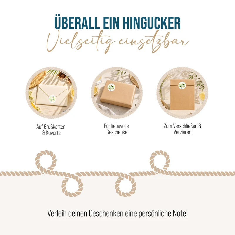 Sticker Set 24 Stück Schön dass du da bist Blumenmotiv rund Ø 4 cm Aufkleber für Karten Geschenke und DIY