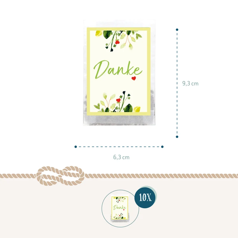 Danke Samentütchen 10er Set - Blumensamen Gastgeschenk mit Karte Danke - Samen Geschenk für Hochzeit, Geburtstag, Taufe oder Kunden - Logbuch-Verlag