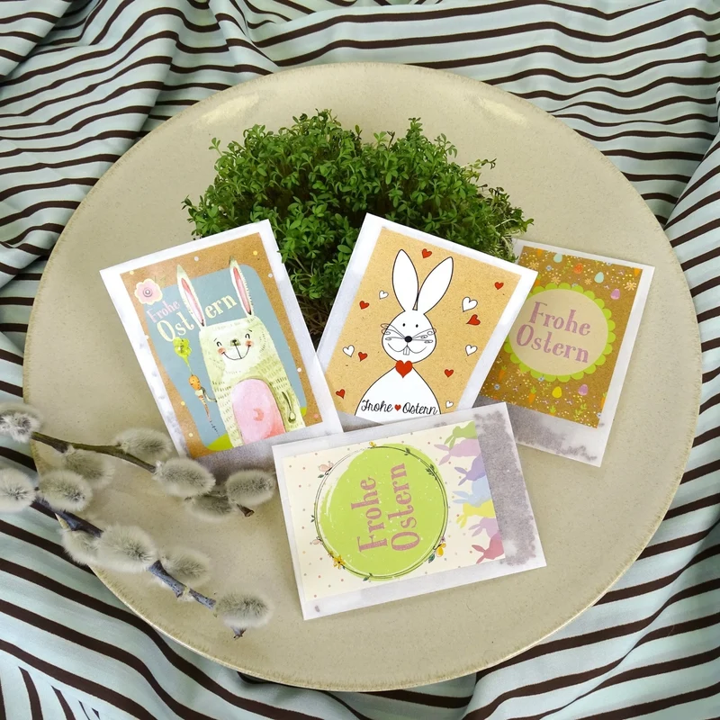 Samentütchen Ostern 10er Set mit Osterhasen-Motiv