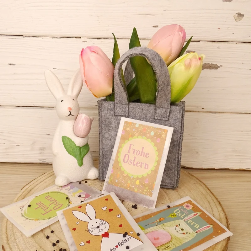 Samentütchen Ostern 10er Set mit Osterhasen-Motiv