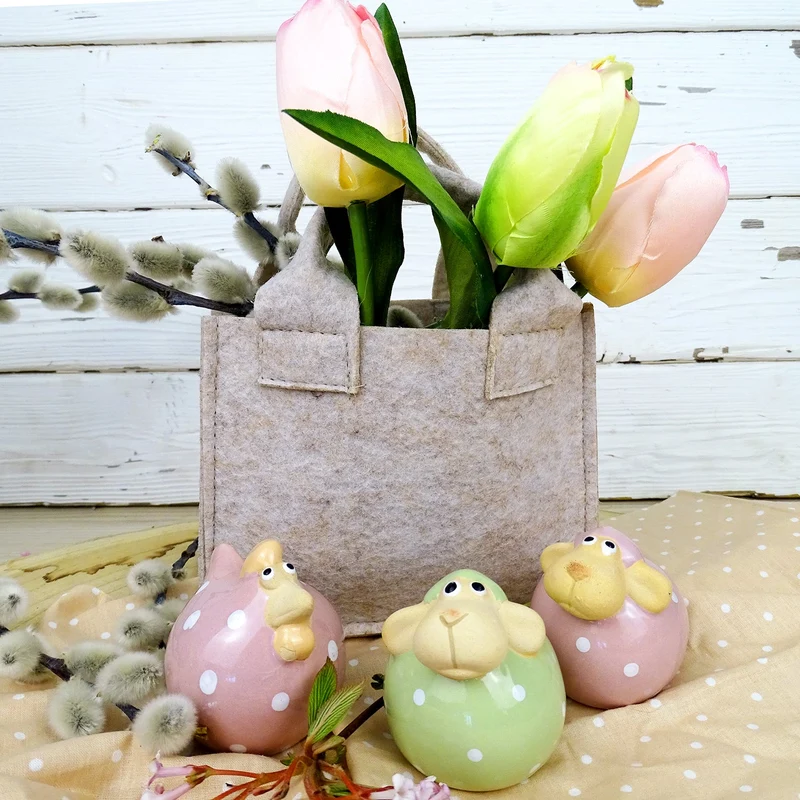 Logbuch-Verlag Keramik Schaf & Huhn 4er Set – Frühlingsdeko bunt 6 cm – Osterfiguren zum Hinstellen – kleine Tierfiguren