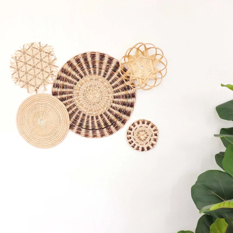 LA PAT - Boho Rattan Wall Hanging (Set of 5)