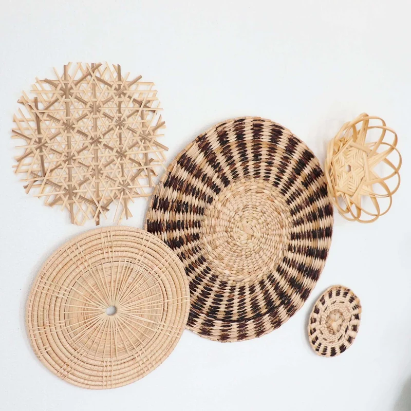 LA PAT - Boho Rattan Wall Hanging (Set of 5)