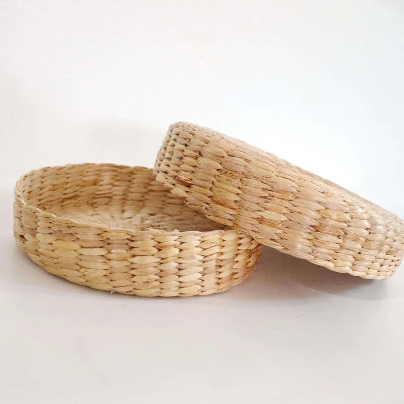 CHA SHA Handwoven Round Seagrass Basket with Lid (Wholesale)