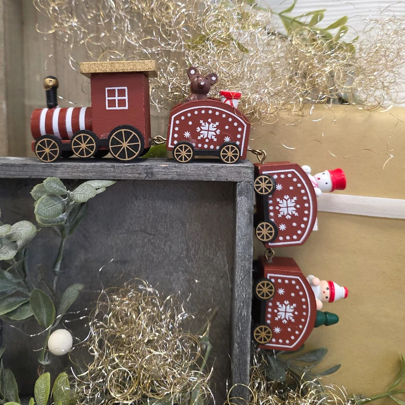 Logbuch-Verlag Holz Zug 4-teilig Rot 19,5 cm lang – Weihnachtsdeko mit Figuren