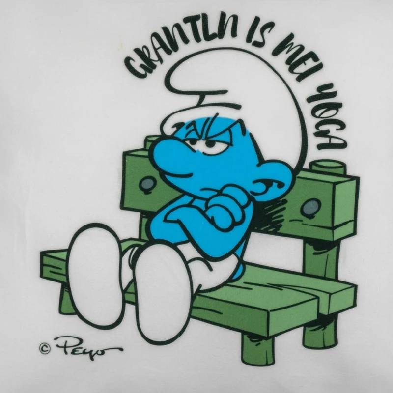 ®Die Schlümpfe "Grantln is mei Yoga" Kuschelkissen