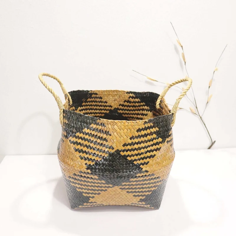WA LAI Wicker Basket 12 Inch – Handwoven Woven Storage Basket for Home Decor