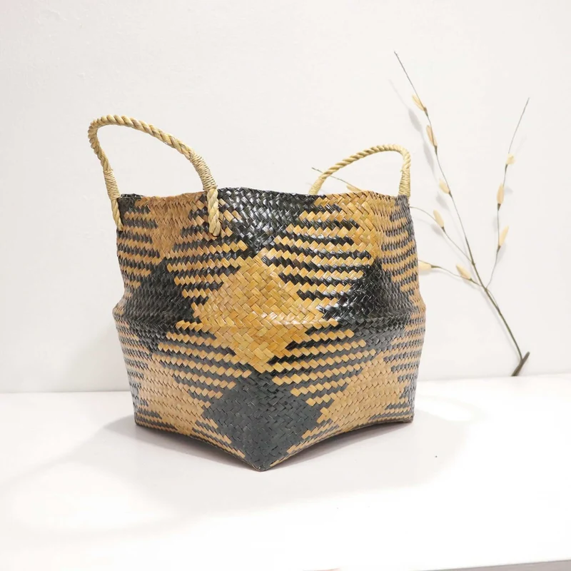 WA LAI Wicker Basket 12 Inch – Handwoven Woven Storage Basket for Home Decor