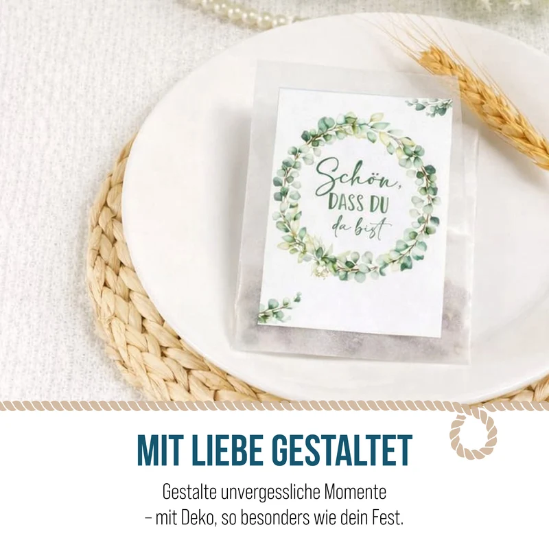 Samentütchen Schön dass du da bist Eukalyptus 10er Set Hochzeit
