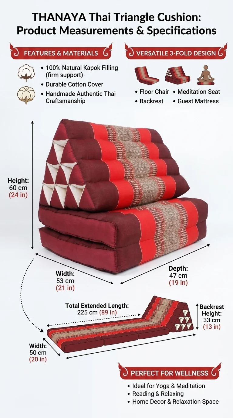 THANAYA Thai Triangle Cushion 3 Fold (Red)