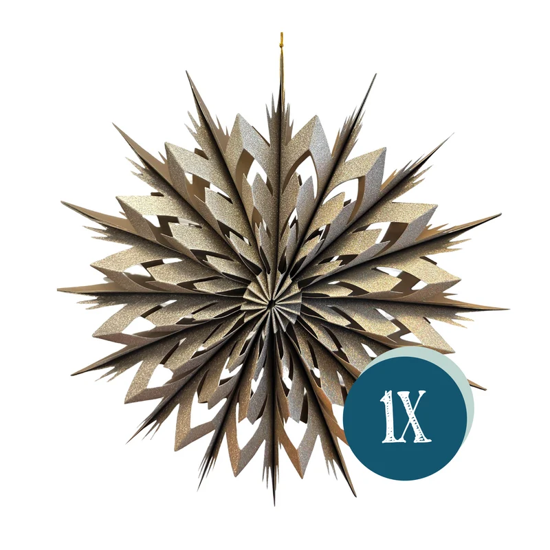 Papierstern Gold glitzernd 30 cm – Weihnachtsdeko zum Aufhängen, faltbar, festlicher Hänger im nordischen Stil – Logbuch-Verlag