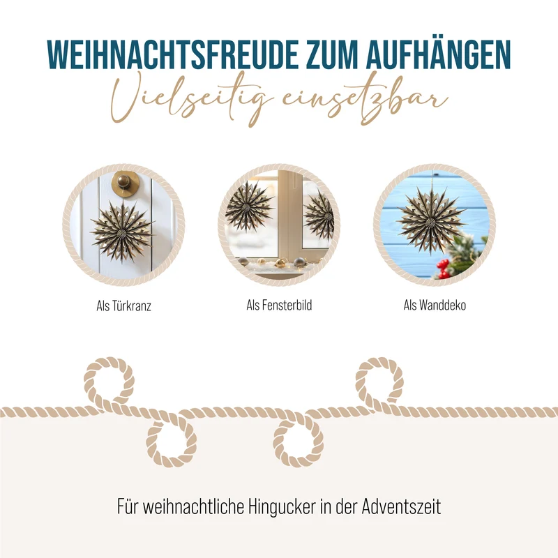 Papierstern Gold glitzernd 30 cm – Weihnachtsdeko zum Aufhängen, faltbar, festlicher Hänger im nordischen Stil – Logbuch-Verlag