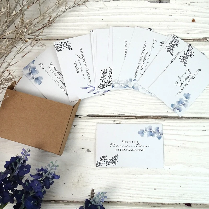 Affirmationskarten Trauer 24er Set – Trostkarten mit Trauersprüchen & Zuspruch, 8,5 × 5,5 cm