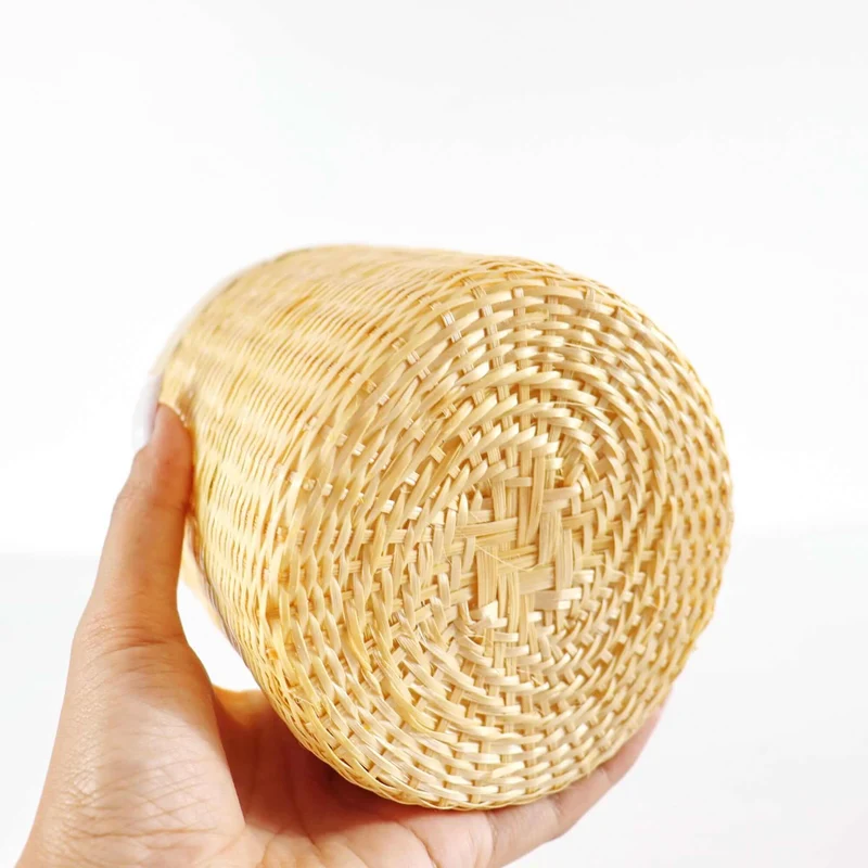 Bamboo Tissue Box Cover — Boho Handwoven Natural Bathroom Decor Organizer