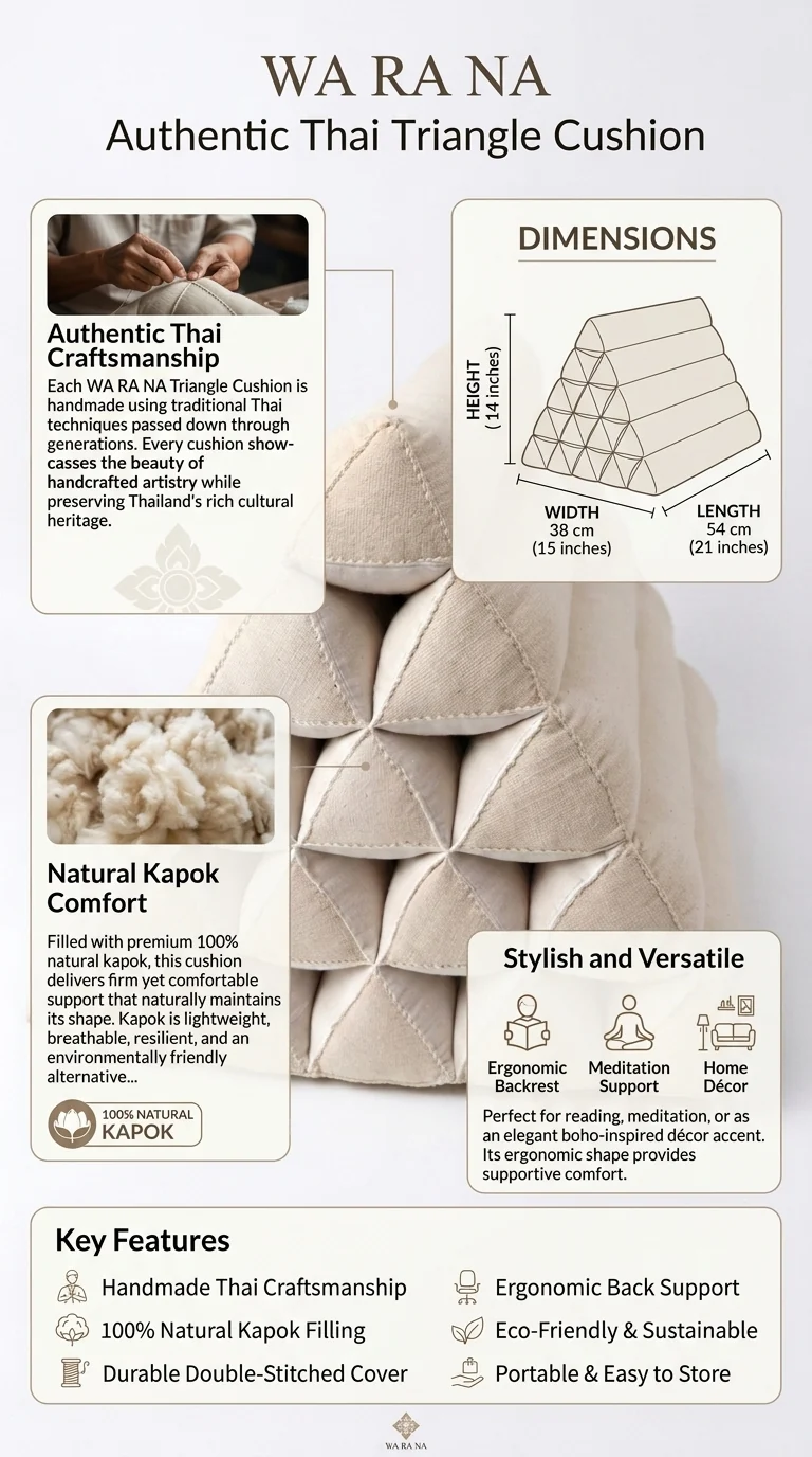 WA RA NA Kapok Thai Triangle Cushion