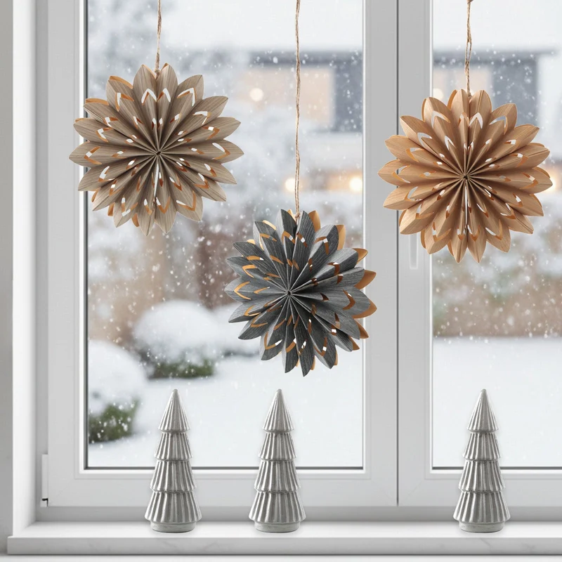 Dekofiguren Weihnachtsbaum 2er Set, 13 cm, Weiß-Grau aus Polyresin – moderne Weihnachtsdeko im Hygge-Stil