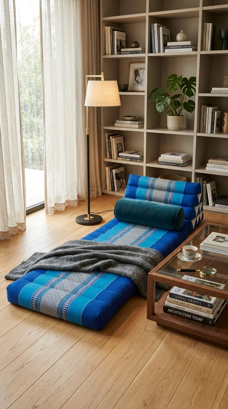 PI YA THI DA Thai Triangle Cushion 3 Fold (Blue)