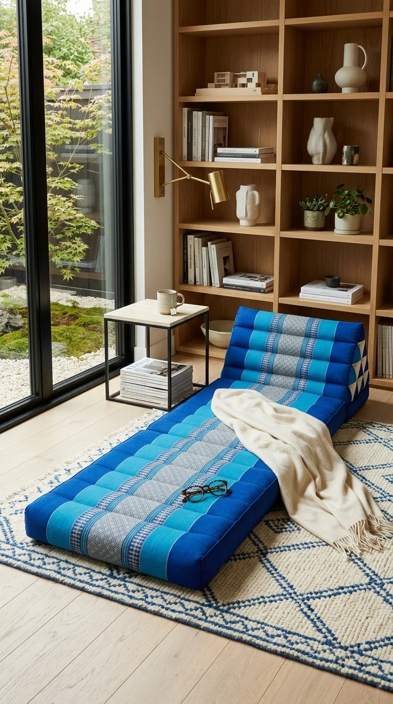 PI YA THI DA Thai Triangle Cushion 3 Fold (Blue)