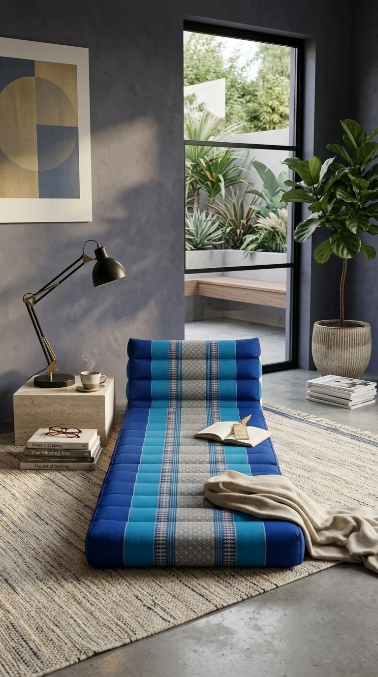 PI YA THI DA Thai Triangle Cushion 3 Fold (Blue)