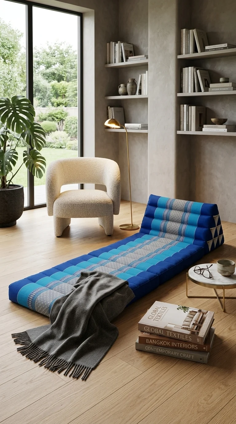 PI YA THI DA Thai Triangle Cushion 3 Fold (Blue)