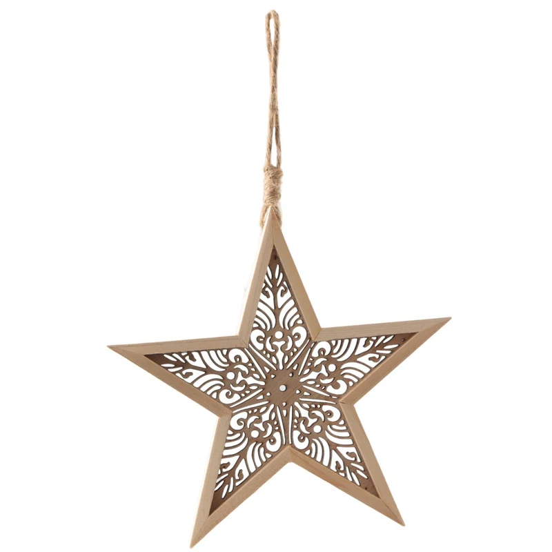 Stern-Hänger aus Holz, 19,5 cm, Weihnachtsdeko zum Aufhängen